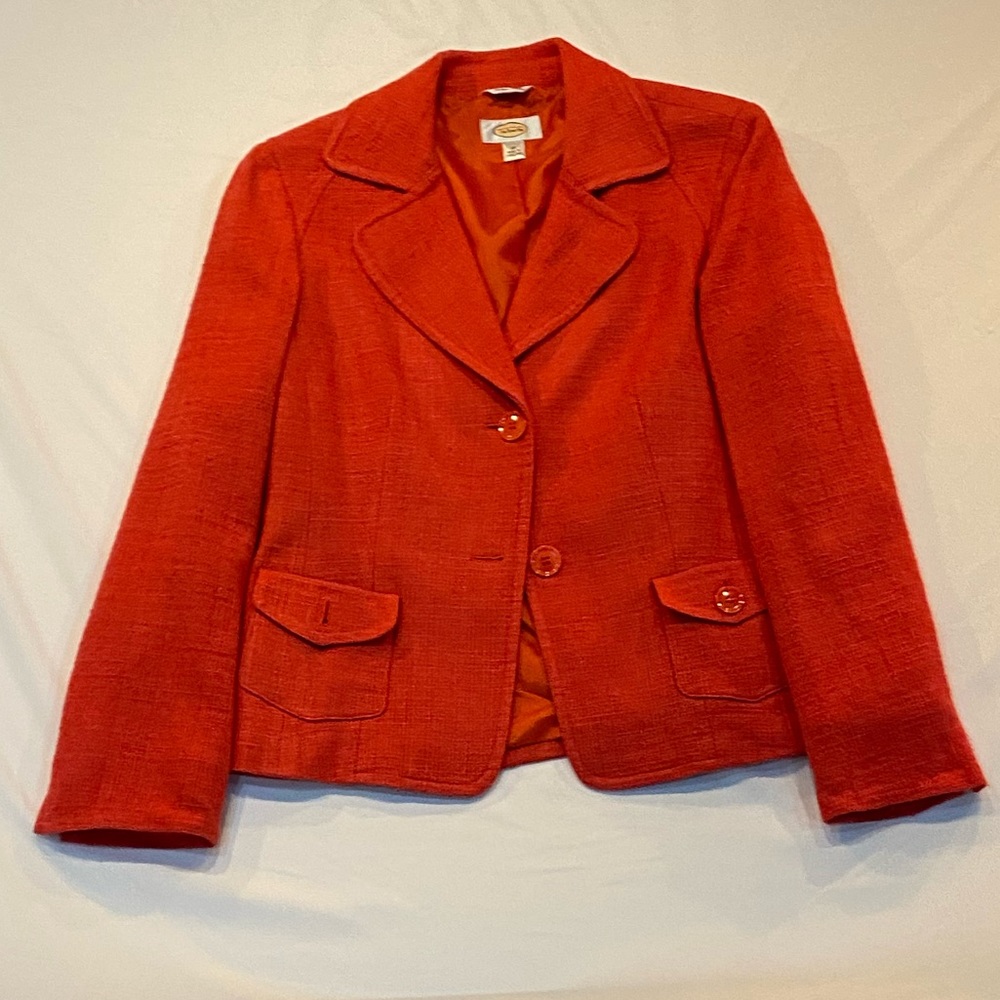 Talbots Coral Tweed Blazer Jacket